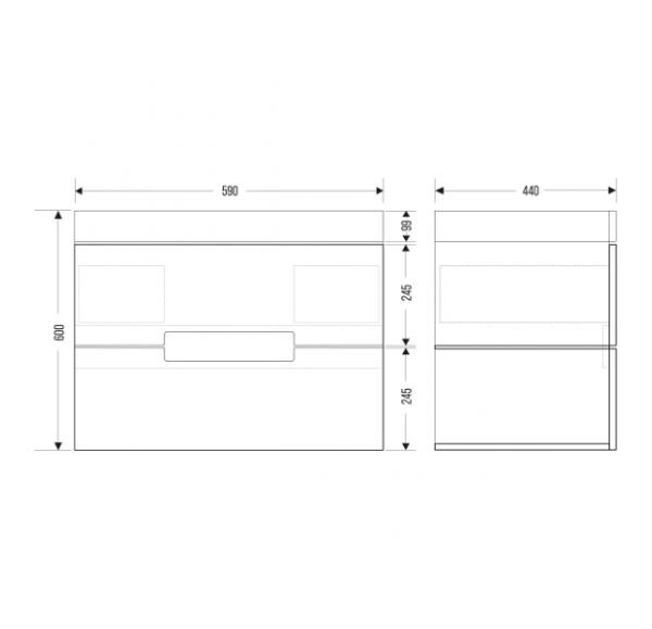 Mirsant Aura 60 тумба MRM0058 с раковиной Quadro подвесная