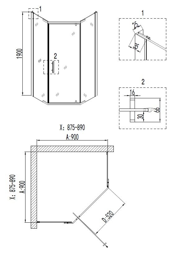 Душевой уголок 90x90 Niagara NG 6605-08 66050811