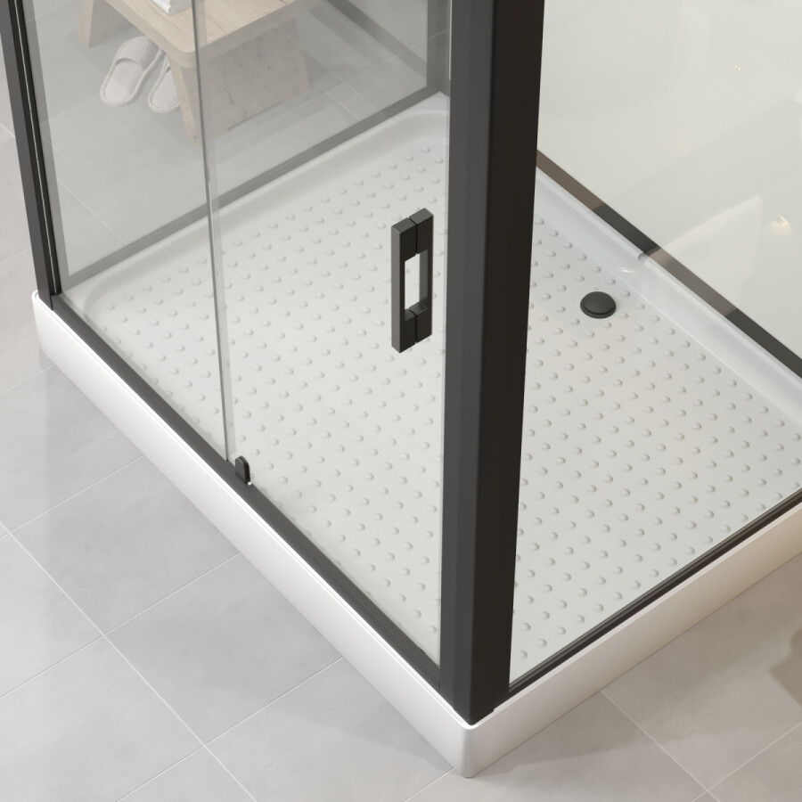 Душевая кабина Niagara Standart ST100/80/15Q/BL (100х80х215) поддон 15см,распашная,черный,3 места