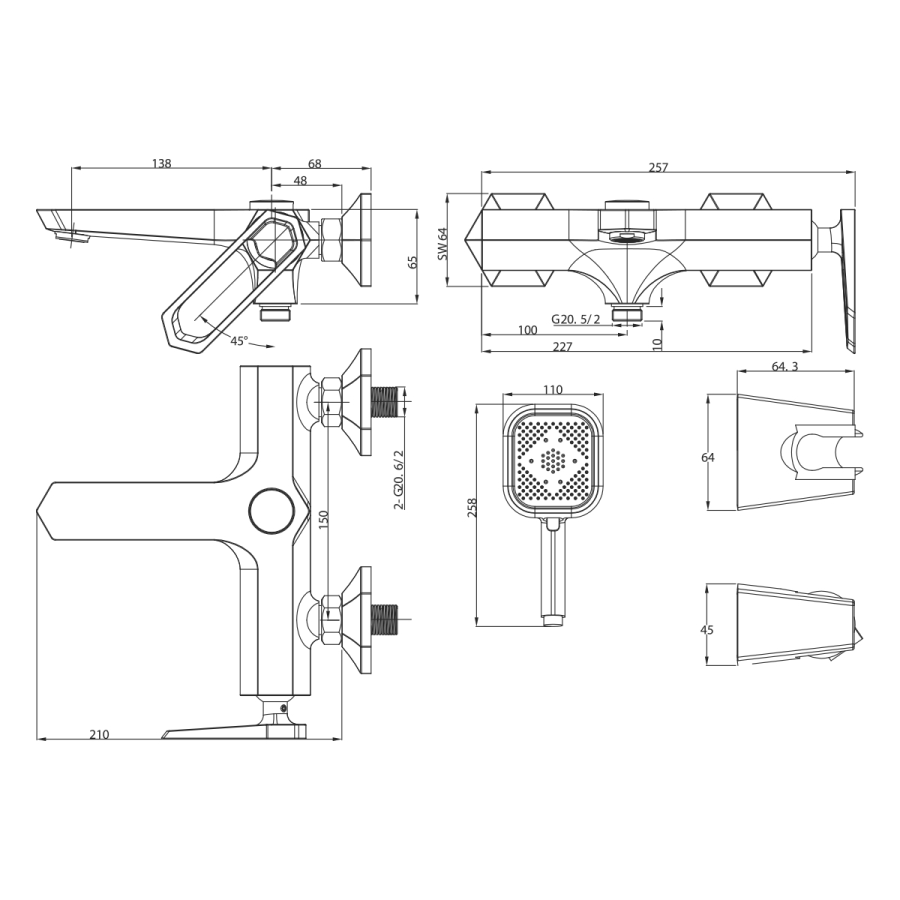 Lemark Prizma смеситель для ванны LM3914C