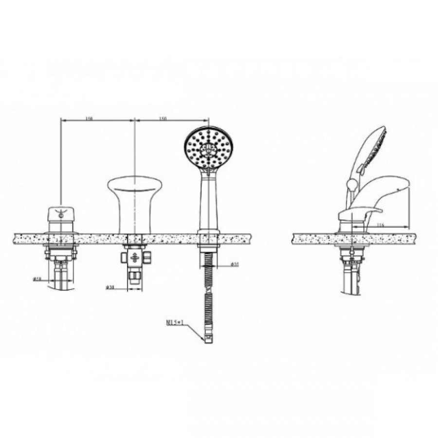 Bravat Cobra F5140197CP-1-RUS смеситель на борт ванны хром