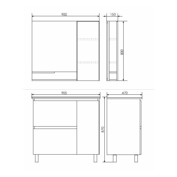 Зеркало-шкаф Comforty "Верона-90" дуб белый 00004136714CF