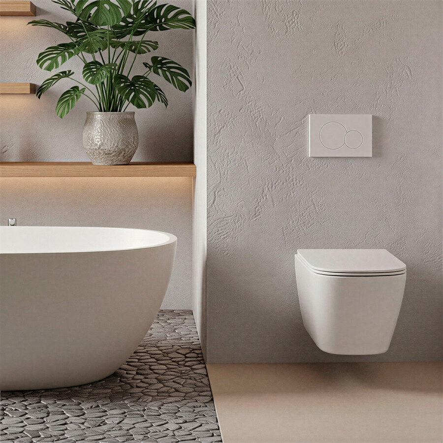 Унитаз подвесной Azario AIRA 340х485х365 безободковый, система смыва "Скрытое Торнадо", с быстросъемным сиденьем "Микролифт" AZ-5171T-WHT