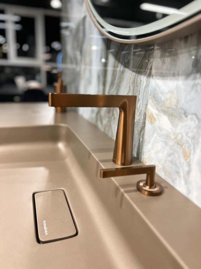 Смеситель для раковины 2х-позиционный Boheme Duo Brushed Bronze 161-BRB