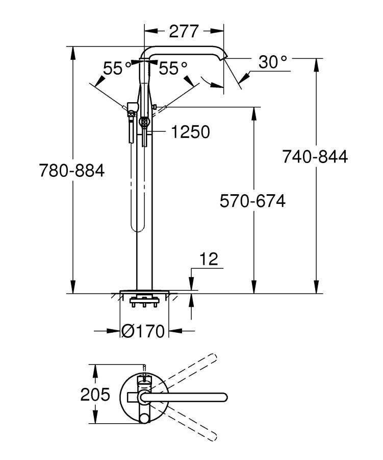 Grohe Essence+ 23491001 смеситель для ванны хром