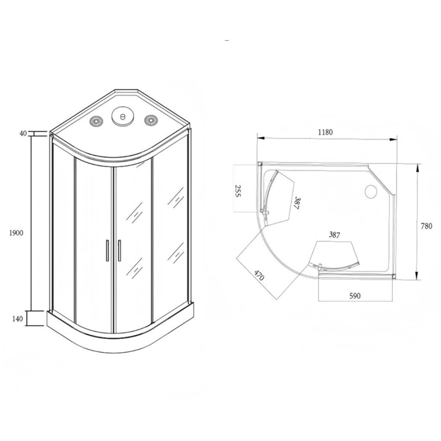 Душевая кабина Loranto 1180х780х2080 правосторонняя, белое заднее стекло, поддон 14 см, матовое стекло 4 мм, профиль белый CS-877ECTM/W-120