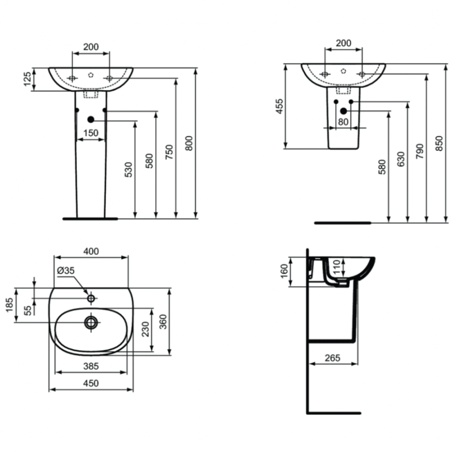 Ideal Standard Tesi раковина 45 см T352401