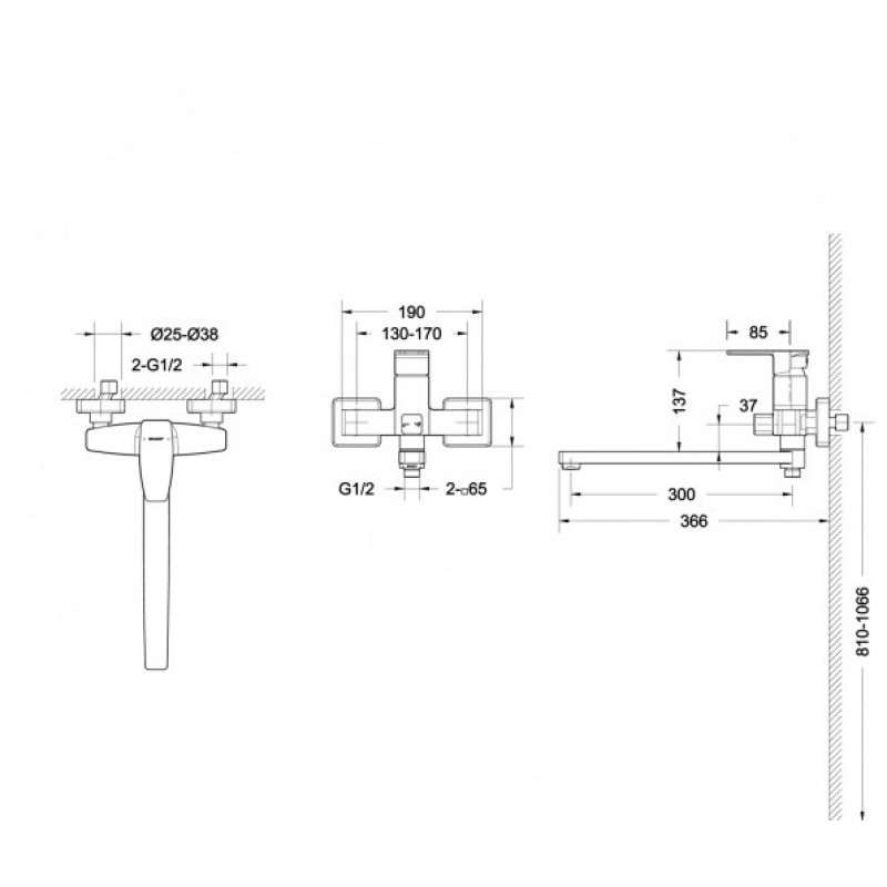 Bravat Riffle F672106C-L смеситель для ванны хром