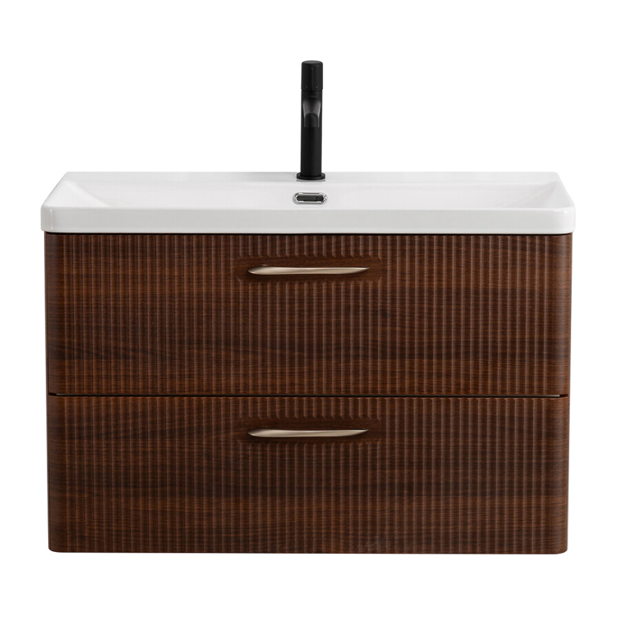 Подвесная тумба с раковиной Belbagno DUE 80 см Noce DUE-800-2C-SO-NOCE-P BB-8076-3-80