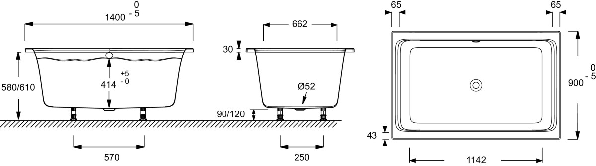 Jacob Delafon Capsule 140*90 ванна акриловая прямоугольная E6D123-00