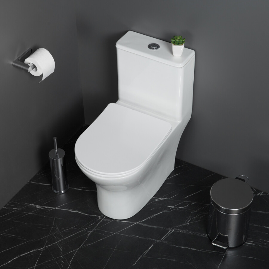 Унитаз моноблок безободковый с сиденьем BelBagno LOUNGE BB8618CPR-MN/SC
