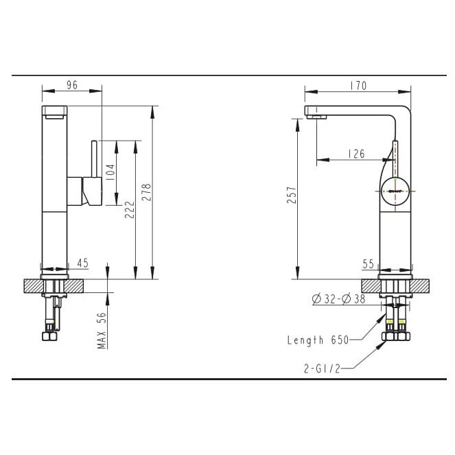 Bravat Arc F16061K-A2-ENG смеситель для раковины черный 35 мм