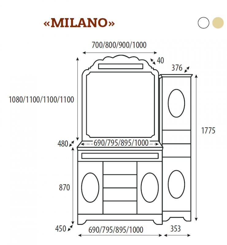 Misty Milano тумба 80 см с раковиной Л-Мил01080-0134Я + Misty СL-4020 Р-СЛ13080-4020