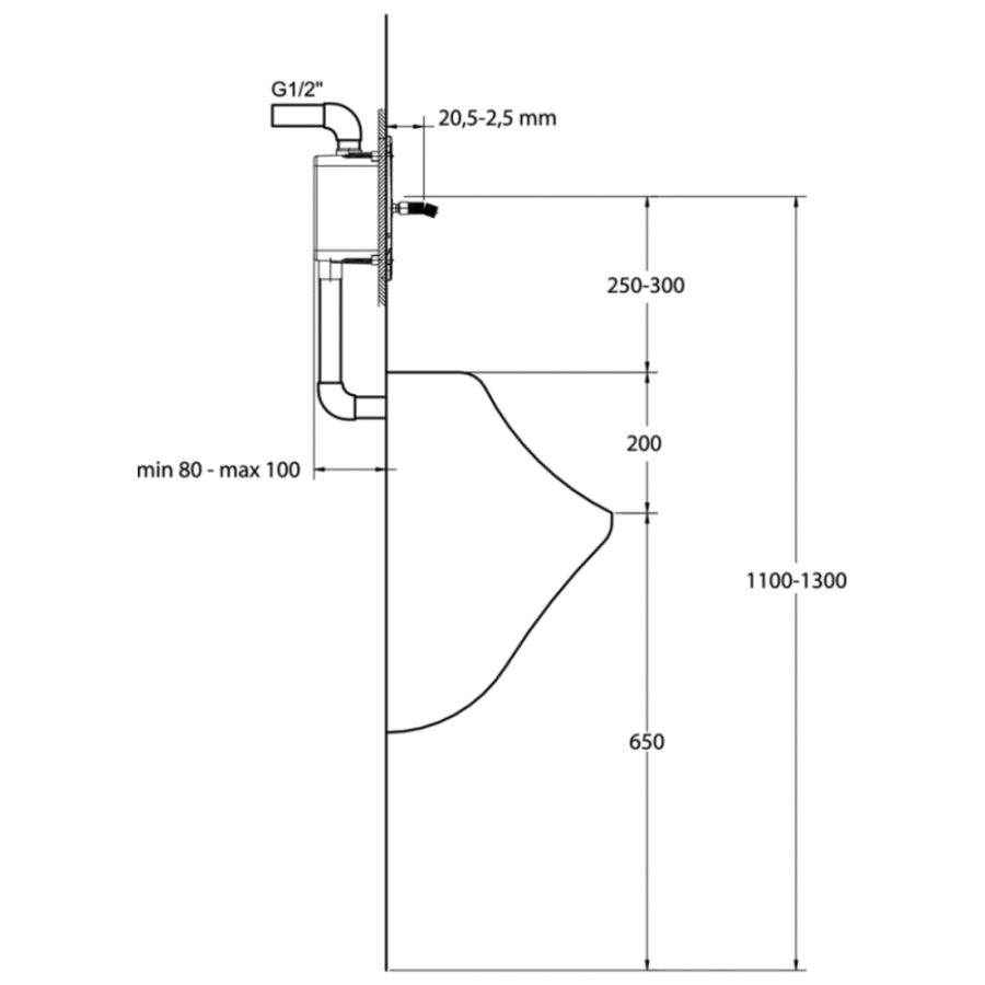 Ideal Standard кран нажимной встроенный для писсуара B7391AA