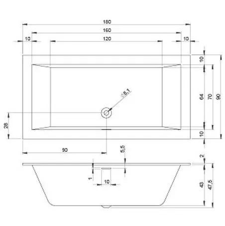 Riho Rethink Cubic ванна акриловая прямоугольная 180х90 BR09C0500000000