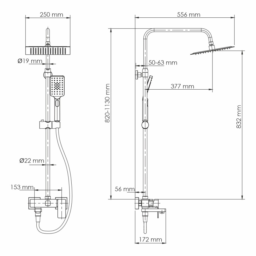 Wasserkraft душевой комплект черный A27701