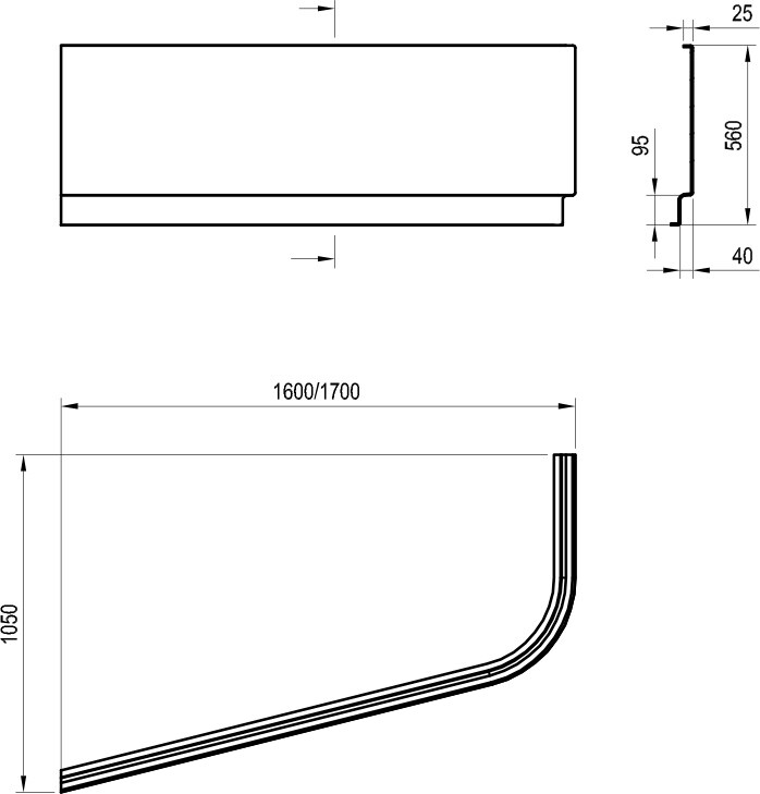 Ravak Chrome 170*105 R передняя панель белая CZA4100A00