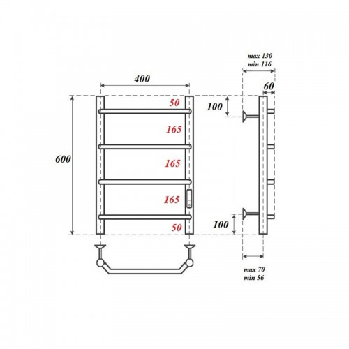 Point Виктория полотенцесушитель электрический 40х60 PN06846