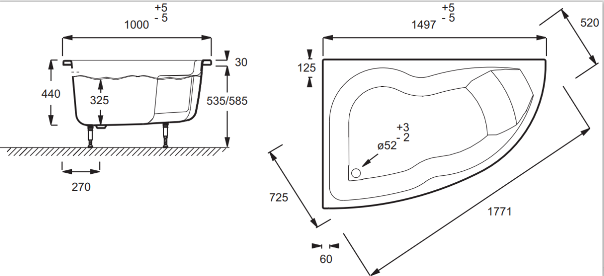 Jacob Delafon Micromega Duo 150*100 ванна акриловая угловая L E60219RU-00