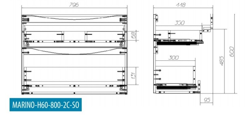 BelBagno тумба под раковину MARINO-H60-800-2C-SO-RW-P 80х45х60