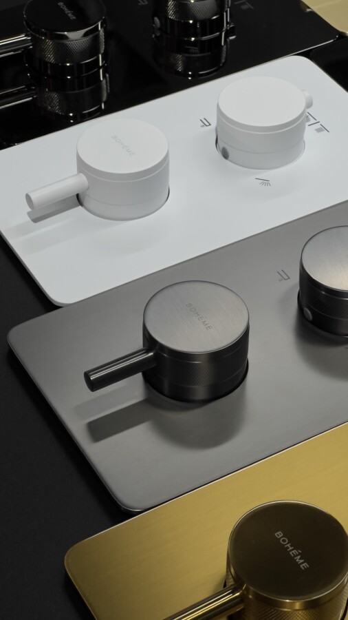 Смеситель встраиваемый с термостатом 3-х проходной Boheme Cell Thermo Matt White 134-3-MW