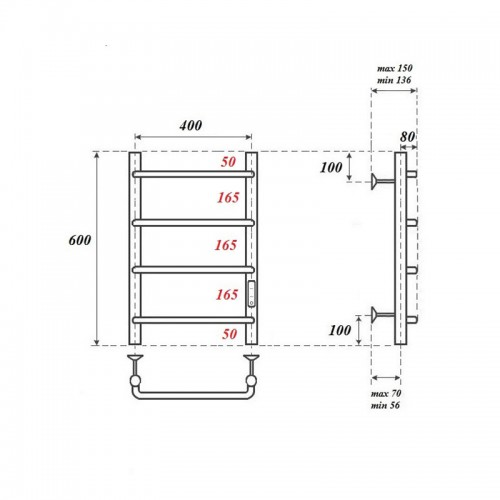 Point Ника полотенцесушитель электрический 40х60 PN08846W