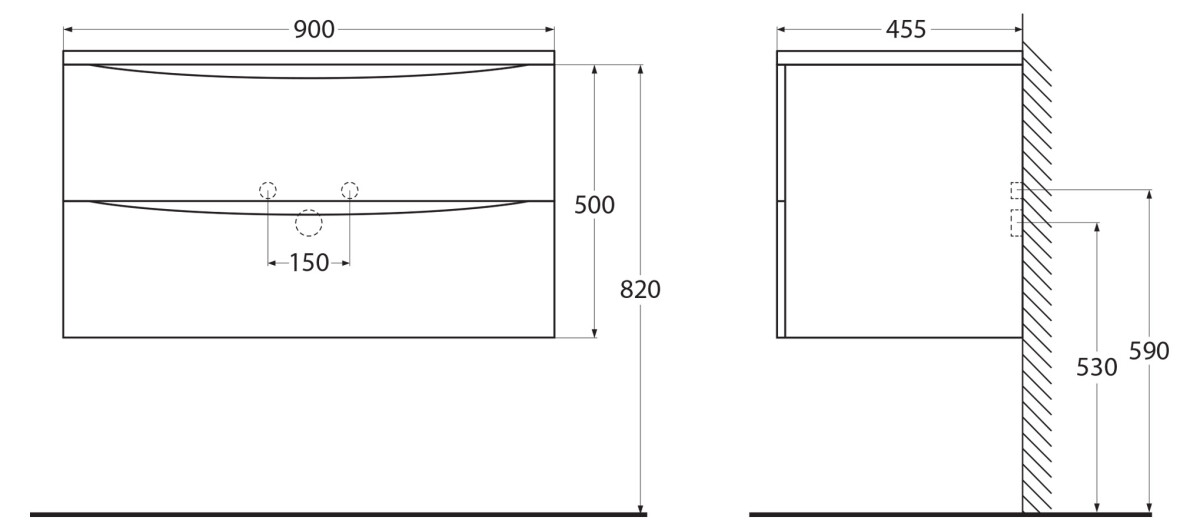 BelBagno Acqua 90 см тумба с раковиной ACQUA-900-2C-SO-RVB подвесная