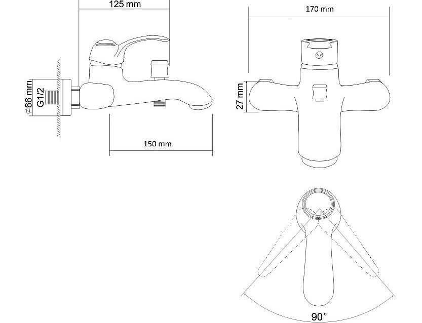 Rozzy Jenori Fortuna Z018-3 смеситель для ванны хром