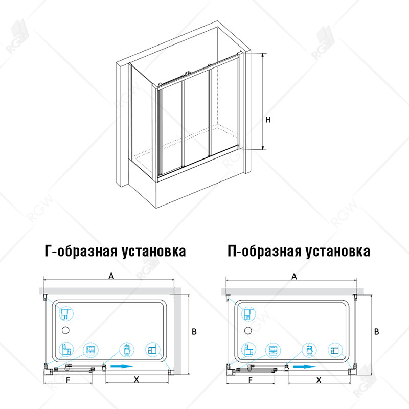 RGW Screens SC-81 04118188-51 180/80*150 шторка на ванну