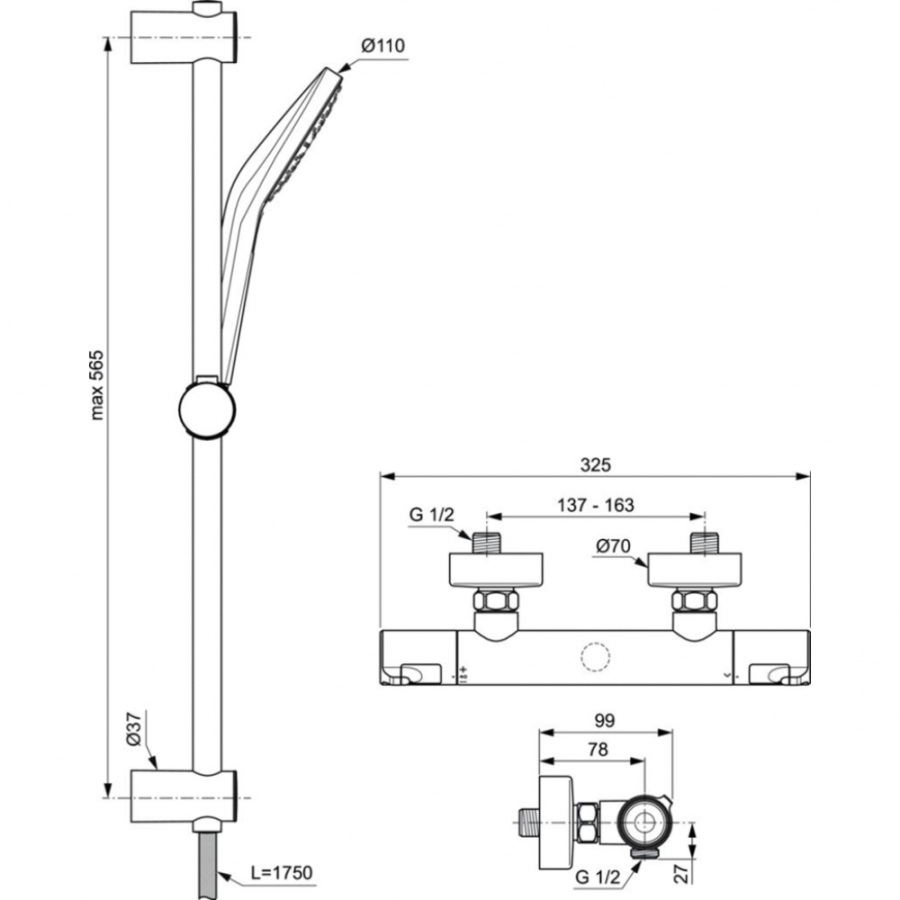 Ideal Standard термостатический смеситель для душа A7217AA