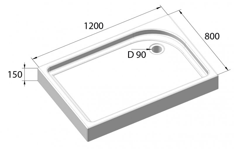 BelBagno Tray душевой поддон 120х80 правый TRAY-BB-AH-120/80-15-W-R