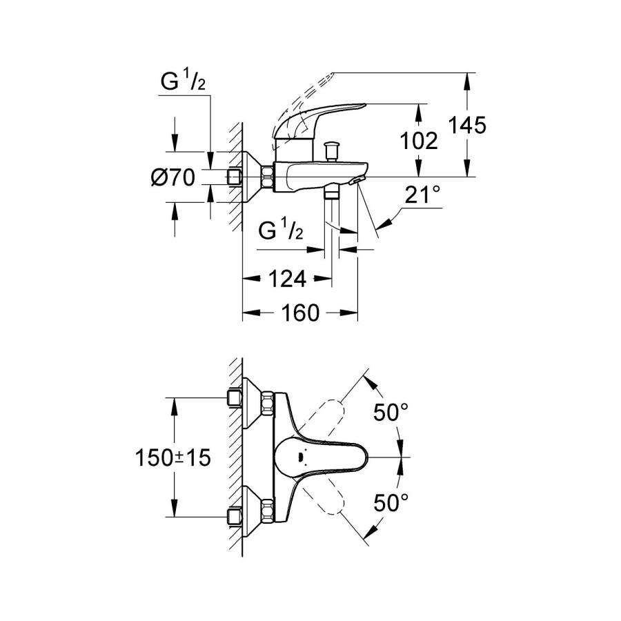 Grohe Euroeco 32743000 смеситель для ванны хром