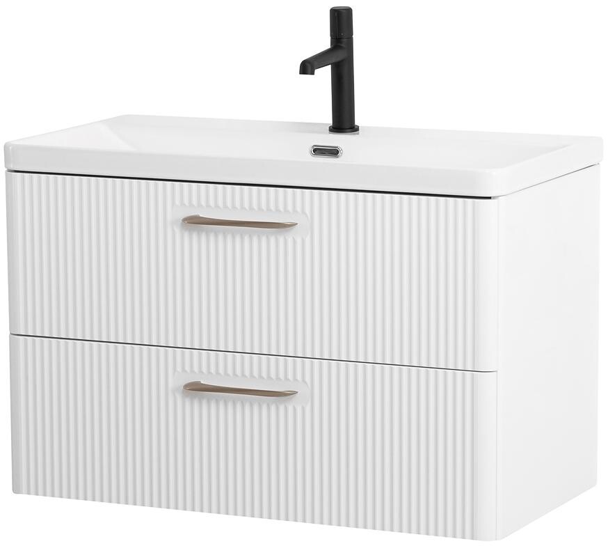 Подвесная тумба с раковиной Belbagno DUE 60 см Белый металлик DUE-600-2C-SO-BM-P BB-8076-3-60