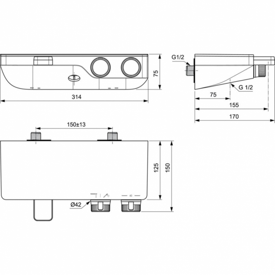 Ideal Standard Ceratherm смеситель для ванны A7330AA