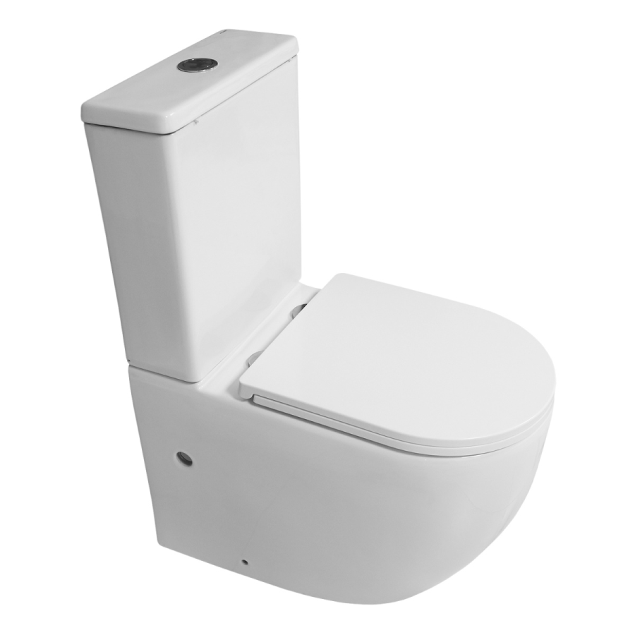 Azario Blanco унитаз напольный безободковый с сиденьем микролифт AZ-T003B-R