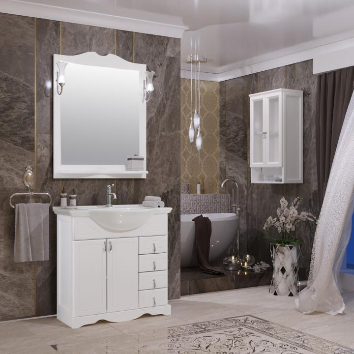 Opadiris Клио зеркало со светильниками 80 см белый матовый 002302