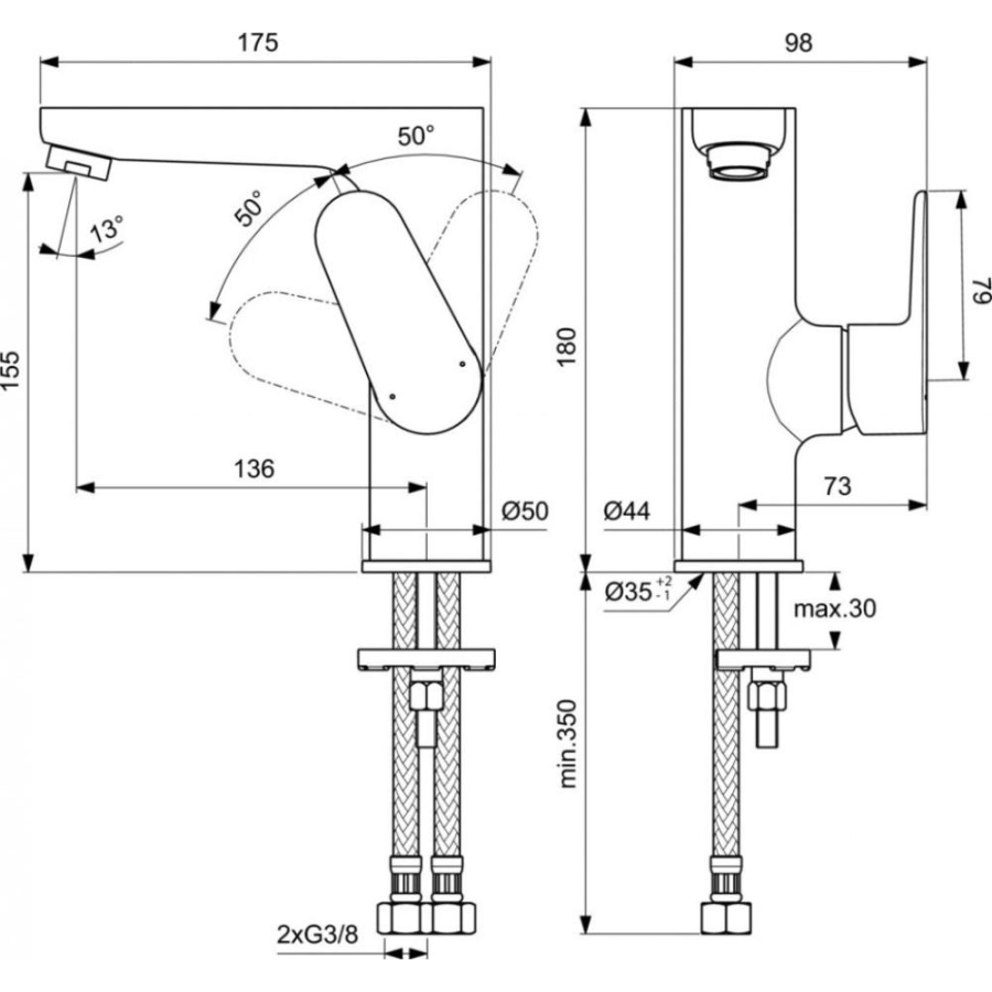 Ideal Standard Cerafine О смеситель для раковины BC555AA