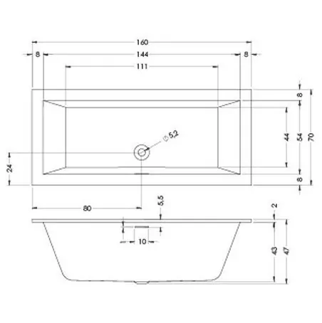 Riho Rethink Cubic ванна акриловая прямоугольная 160х70 BR0600500000000