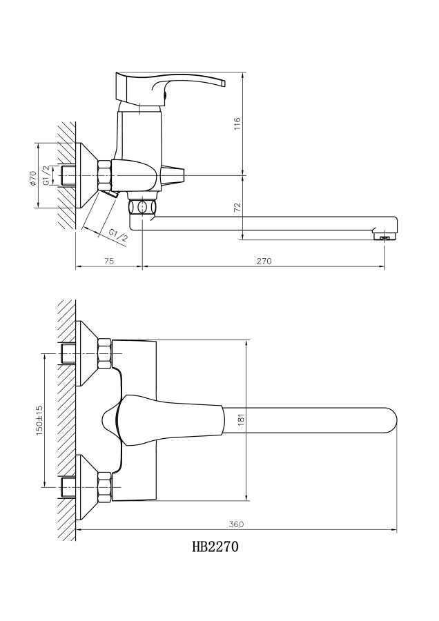 Haiba смеситель для ванны HB2270