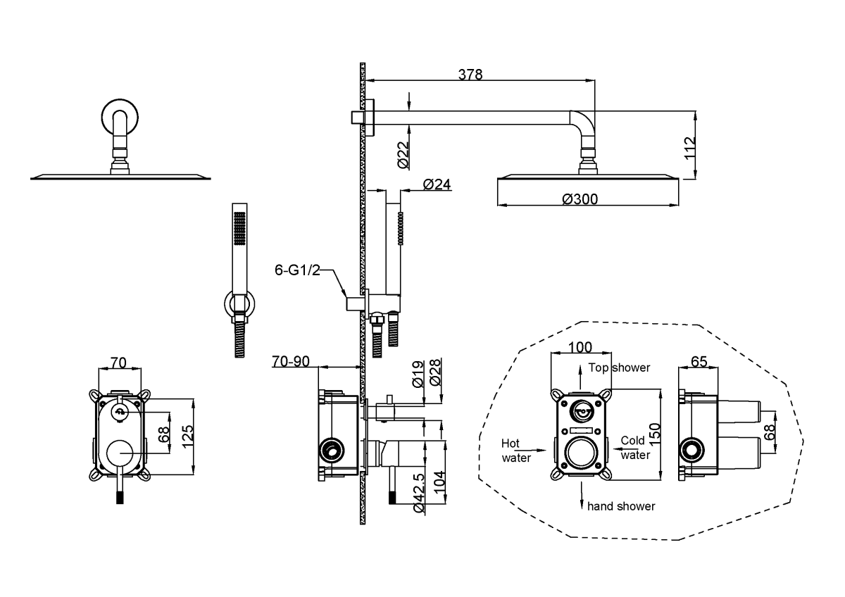 Душевая система Boheme Uno Brushed Bronze 464-BRB