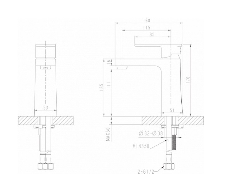 Bravat Riffle F172106C смеситель для раковины хром 35 мм