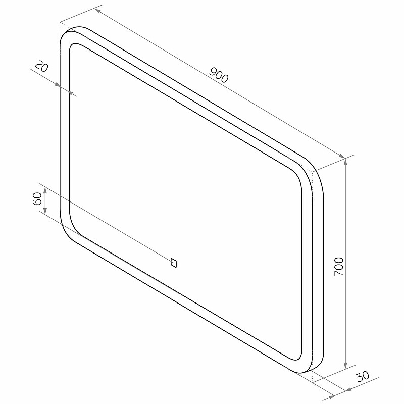 Зеркало Sintesi Jano 90 с LED-подсветкой 900x700, с подогревом SIN-SPEC-JANO-90