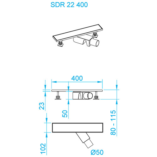 RGW SDR-22 душевой трап 40 см под плитку/хром 47212240-01
