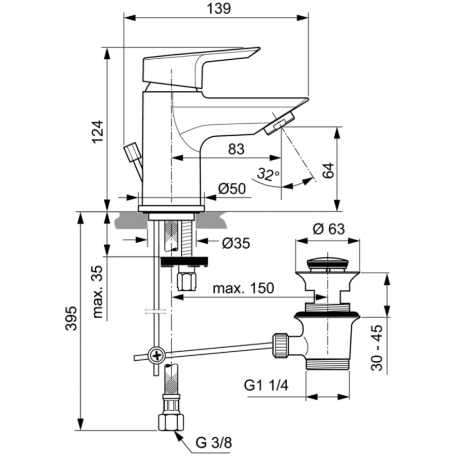 Ideal Standard Tesi смеситель для раковины A6566AA