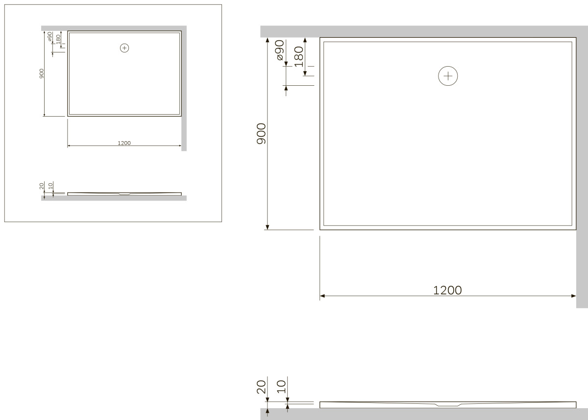 Am.Pm Sensation W30T-MSS0-120W 120*90*20 душевой поддон из искусственного камня