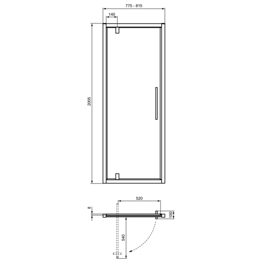 Ideal Standard I.Life душевая дверь 80 см T4837EO