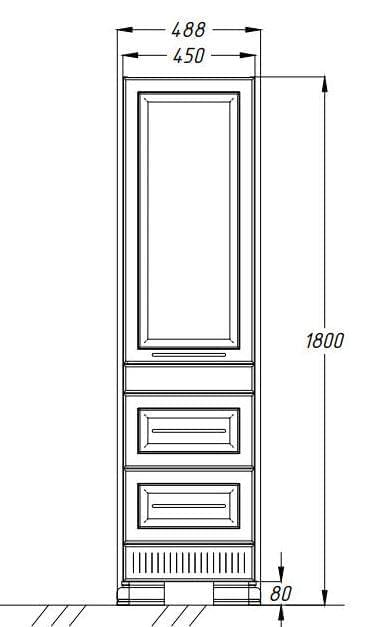 Opadiris Оникс пенал белый/серебро левый Z0000005505_1