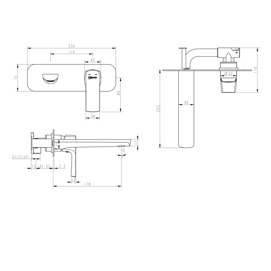 Lemark Ursus смеситель для раковины LM7226BL