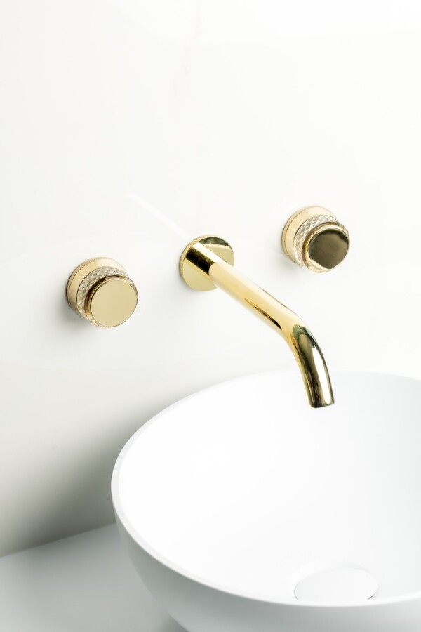 Смеситель для раковины из стены Boheme Aura Gold на 3 отв. 152-2-G-A