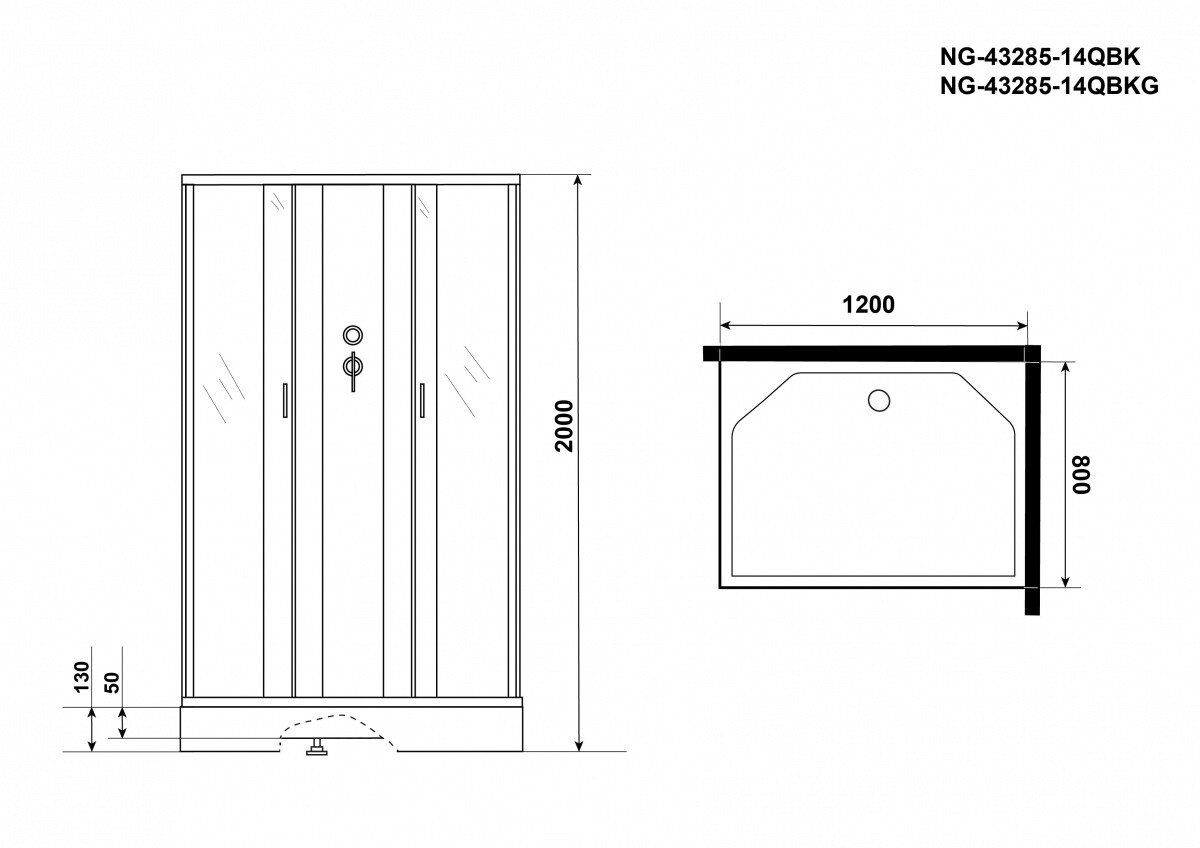 Niagara Classic NG 43285-14QBK Душевая кабина 120x80 Универсальная Без крыши 432853QBK